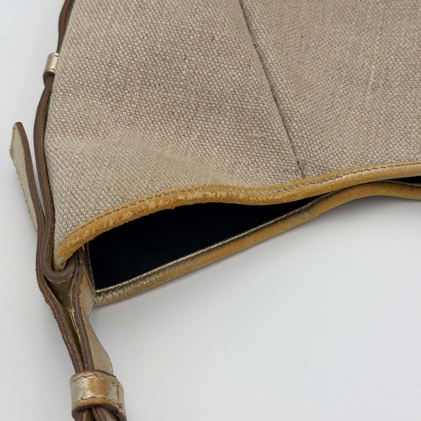 RARE 2000s YSL Mombasa Canvas Beige Shoulder Bag