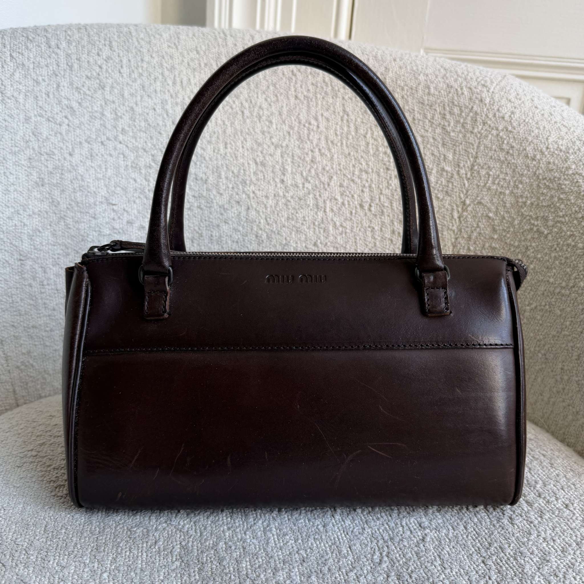 Archive Miu Miu Dark Brown Leather Shoulder Bag – JennyHayley