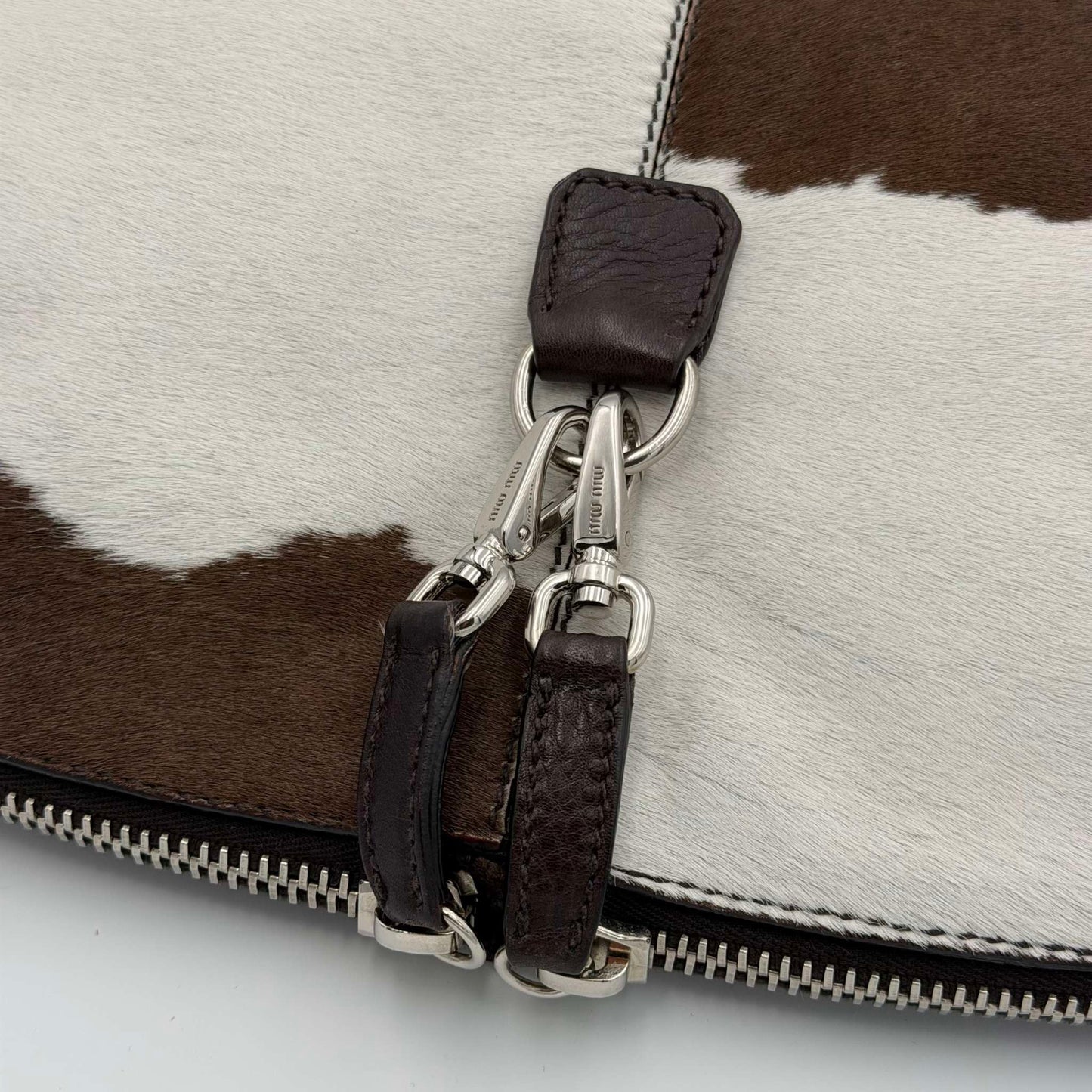 RARE Archive Miu Miu Cow Print Brown Leather Shoulder Bag