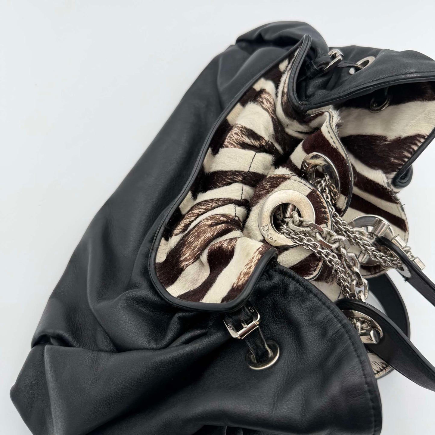 Dior Cannage Le Trente Ponyhair Zebra Black Leather Handbag