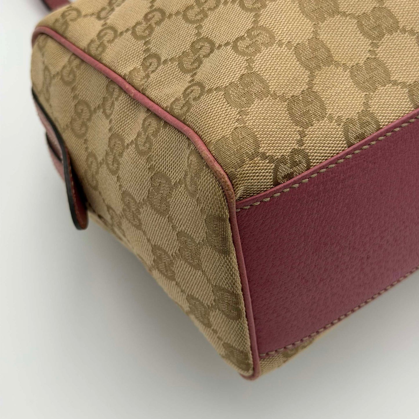 Gucci GG Canvas Charmy Boston Pink Shoulder Bag