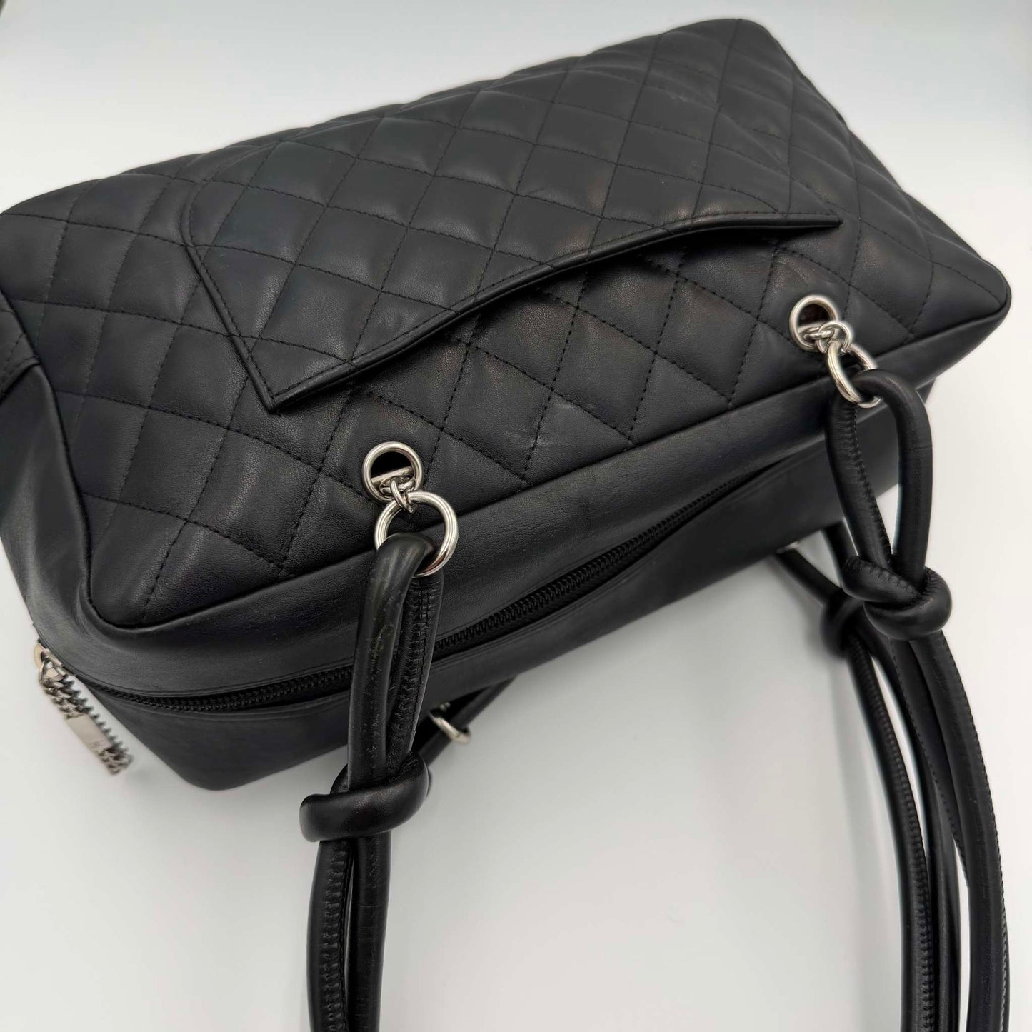 2005 Chanel Cambon Quilted Black Bowling Shoulder Bag