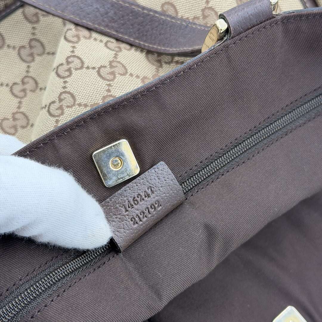 Gucci GG Canvas Abbey D-Ring Pocket Brown Tote Bag