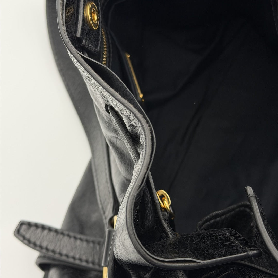 Miu Miu Vitello Black Leather Tote Bag