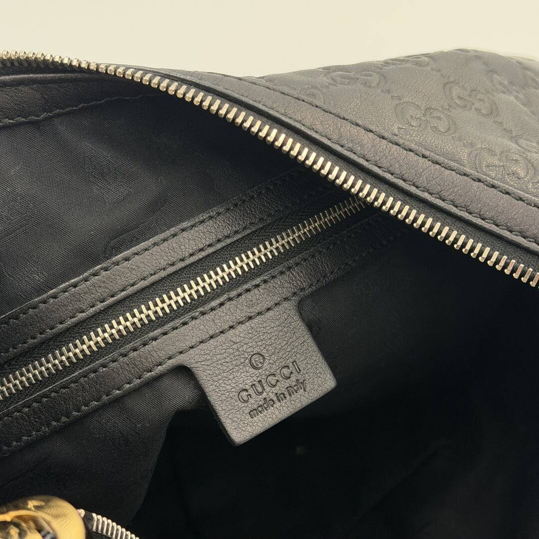 Gucci Guccissima Twins Hobo Black Leather Shoulder Bag