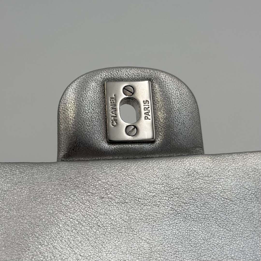 2021 Chanel Classic Metallic Silver Mini Flap Bag