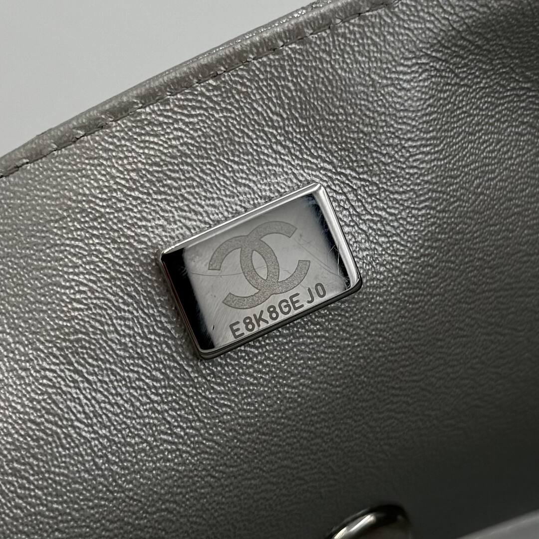 2021 Chanel Classic Metallic Silver Mini Flap Bag