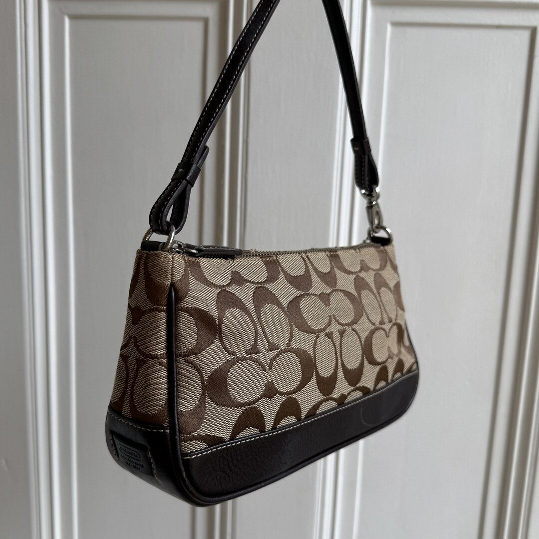 Coach Signature Demi Brown Shoulder Bag