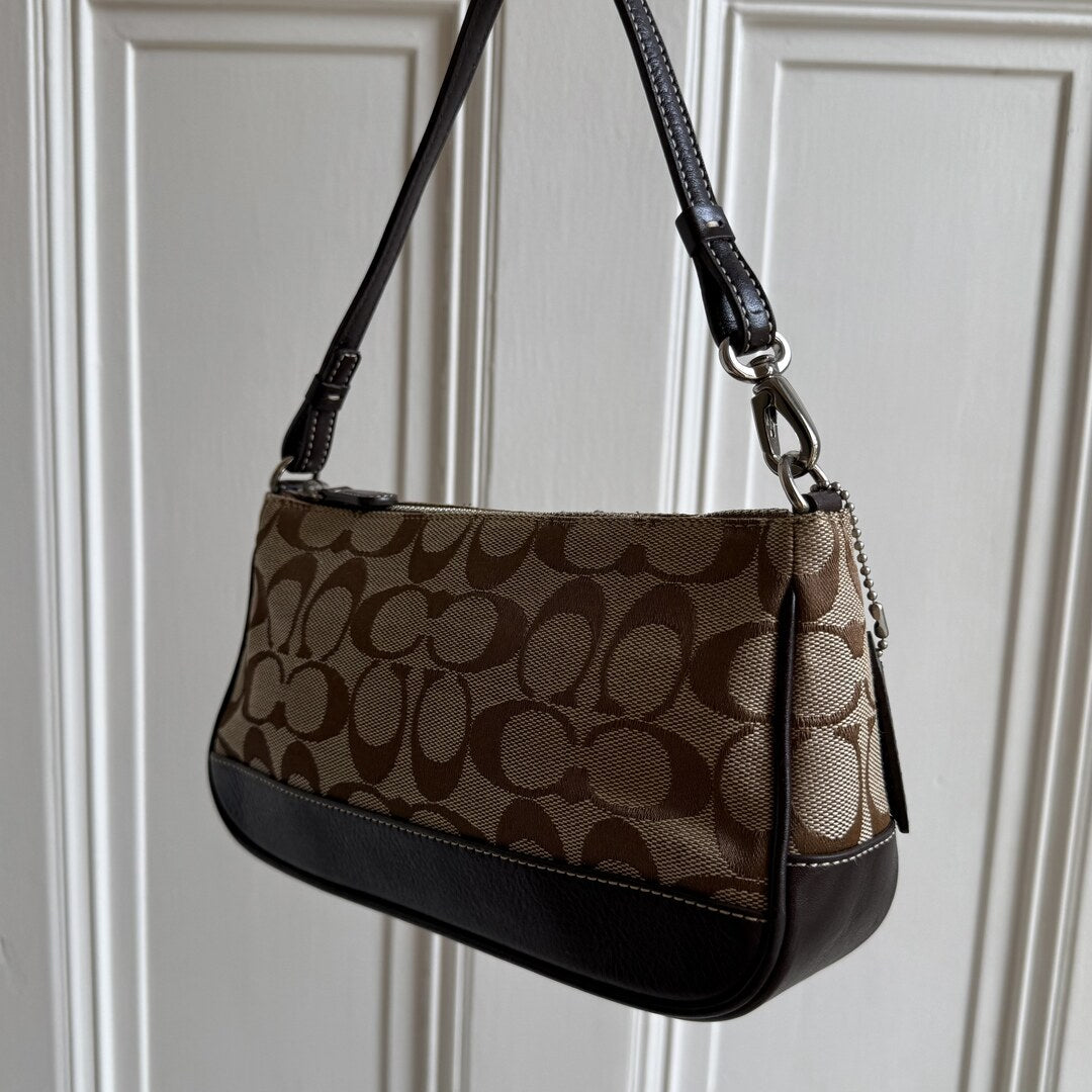 Coach Signature Demi Brown Shoulder Bag