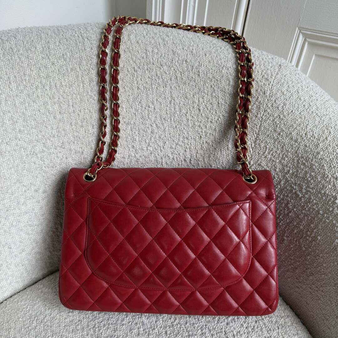 2015 Chanel Classic Jumbo Double Flap Red Shoulder Bag