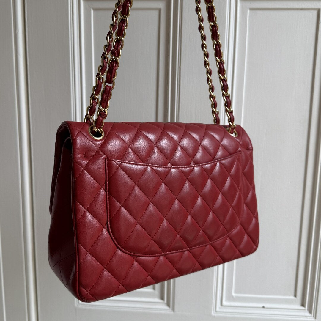 2015 Chanel Classic Jumbo Double Flap Red Shoulder Bag