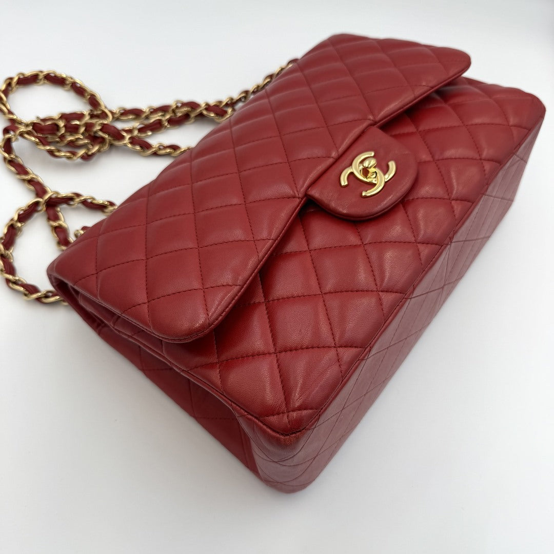 2015 Chanel Classic Jumbo Double Flap Red Shoulder Bag
