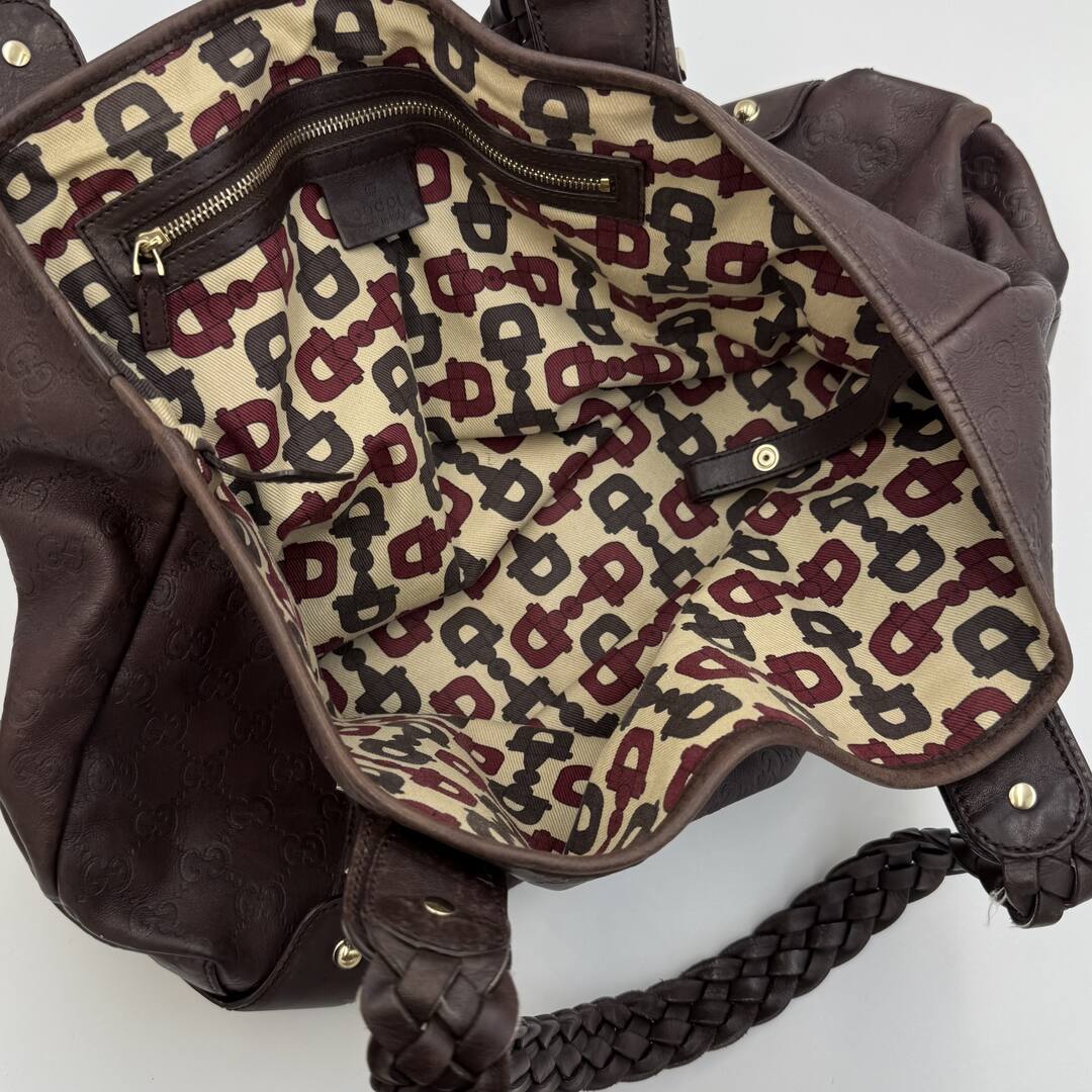 Gucci Guccissima Abbey Horsebit Leather Brown Tote Bag