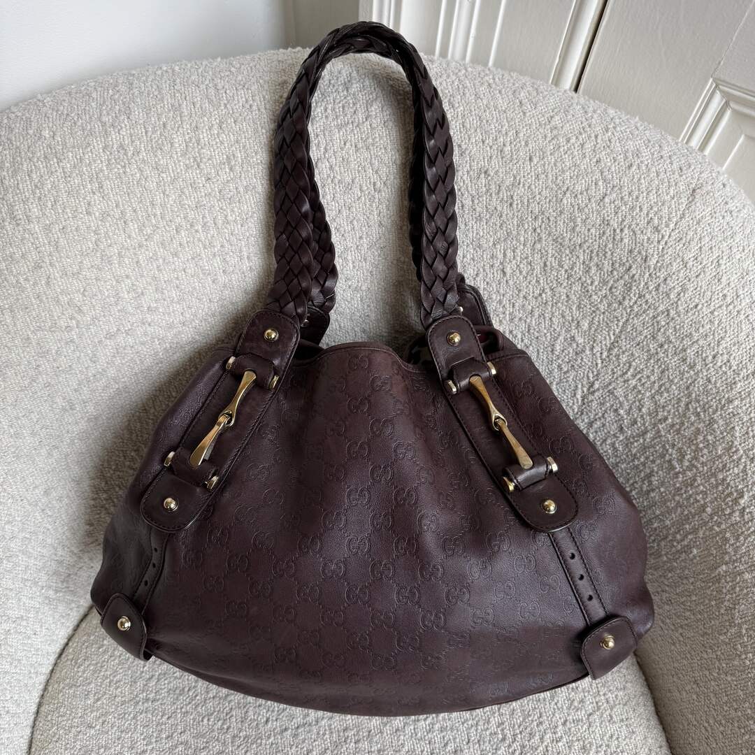Gucci Guccissima Abbey Horsebit Leather Brown Tote Bag