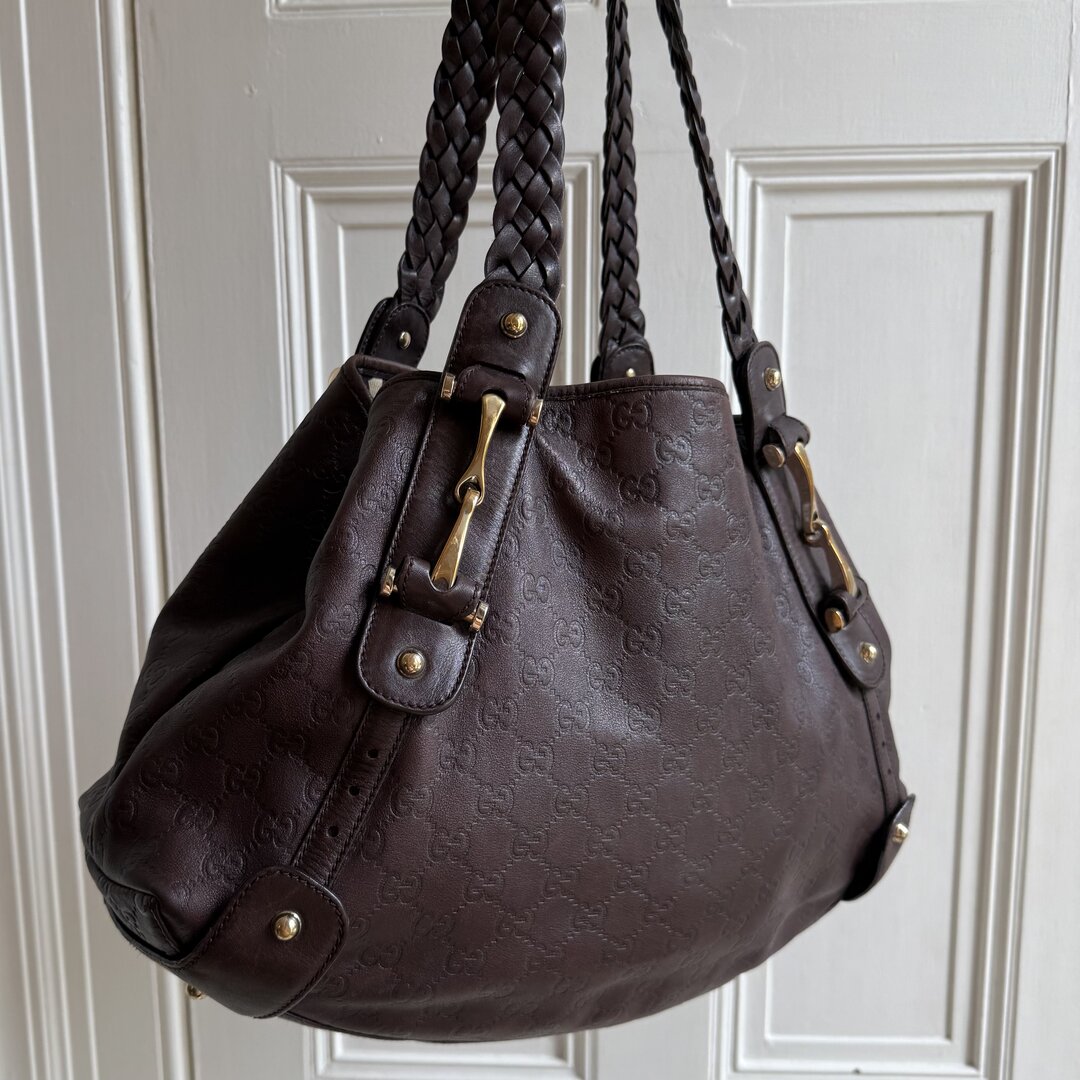 Gucci Guccissima Abbey Horsebit Leather Brown Tote Bag