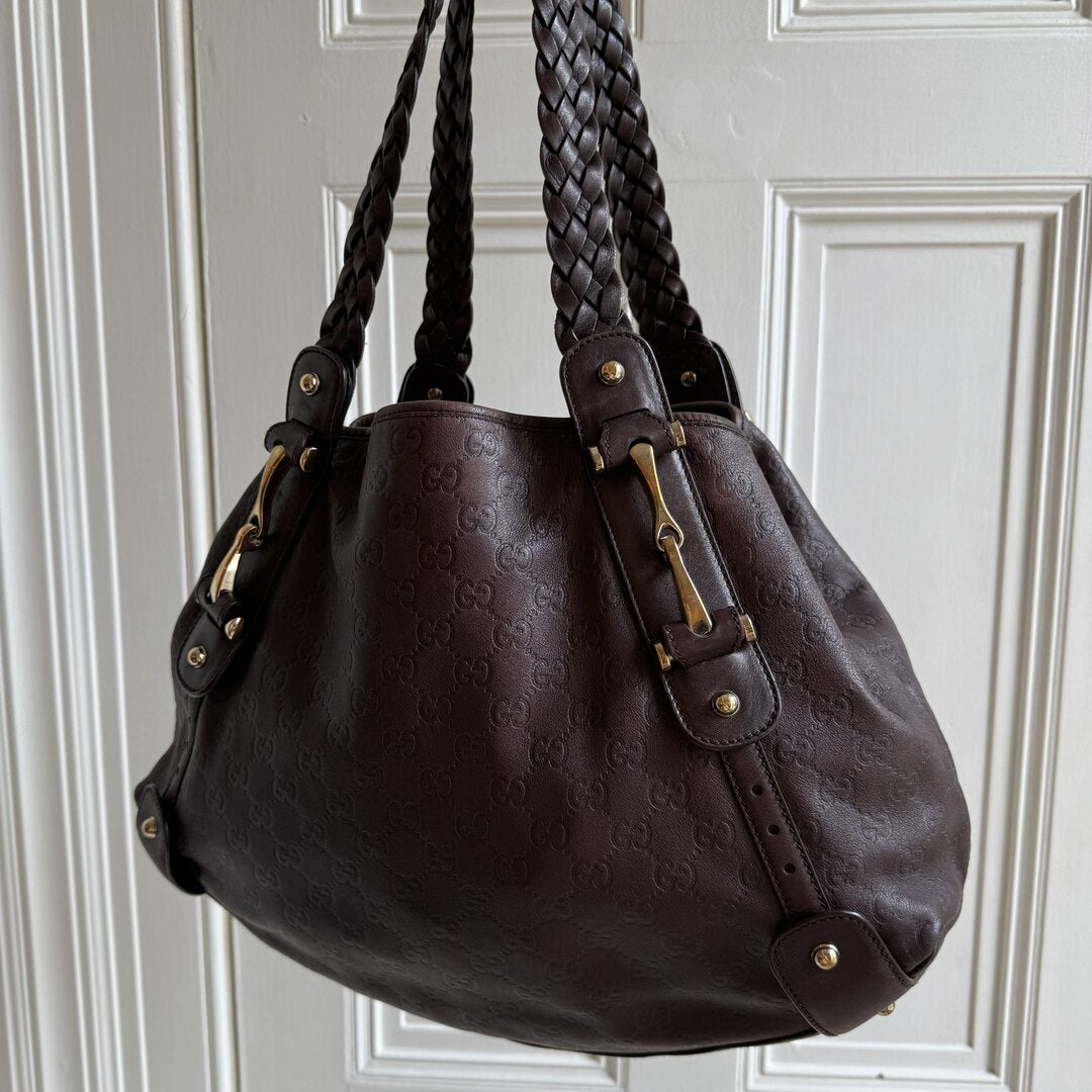 Gucci Guccissima Abbey Horsebit Leather Brown Tote Bag