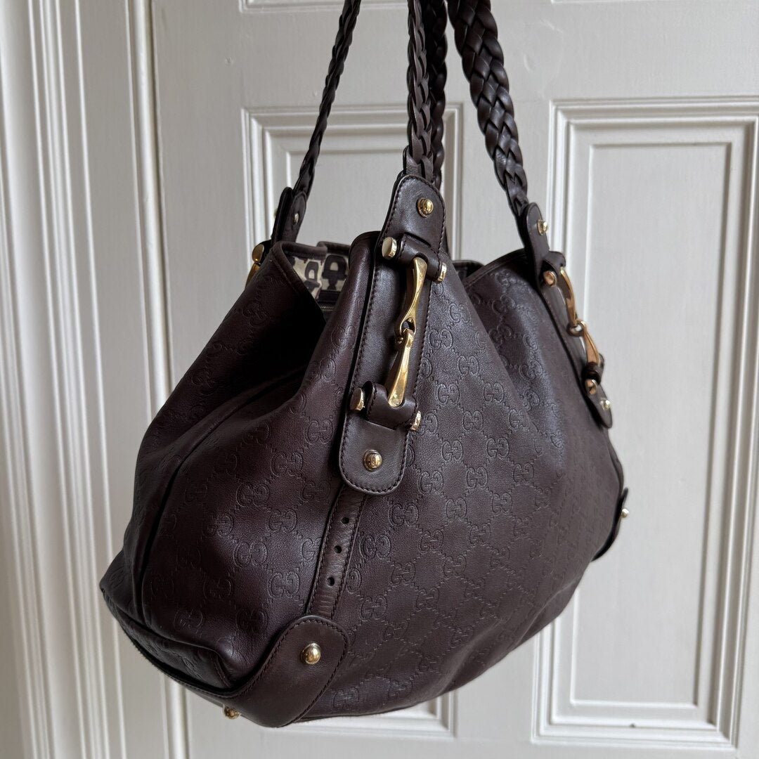 Gucci Guccissima Abbey Horsebit Leather Brown Tote Bag