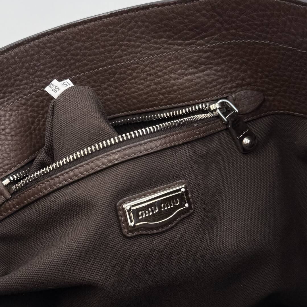 Miu Miu Vitello Brown Leather Tote Bag