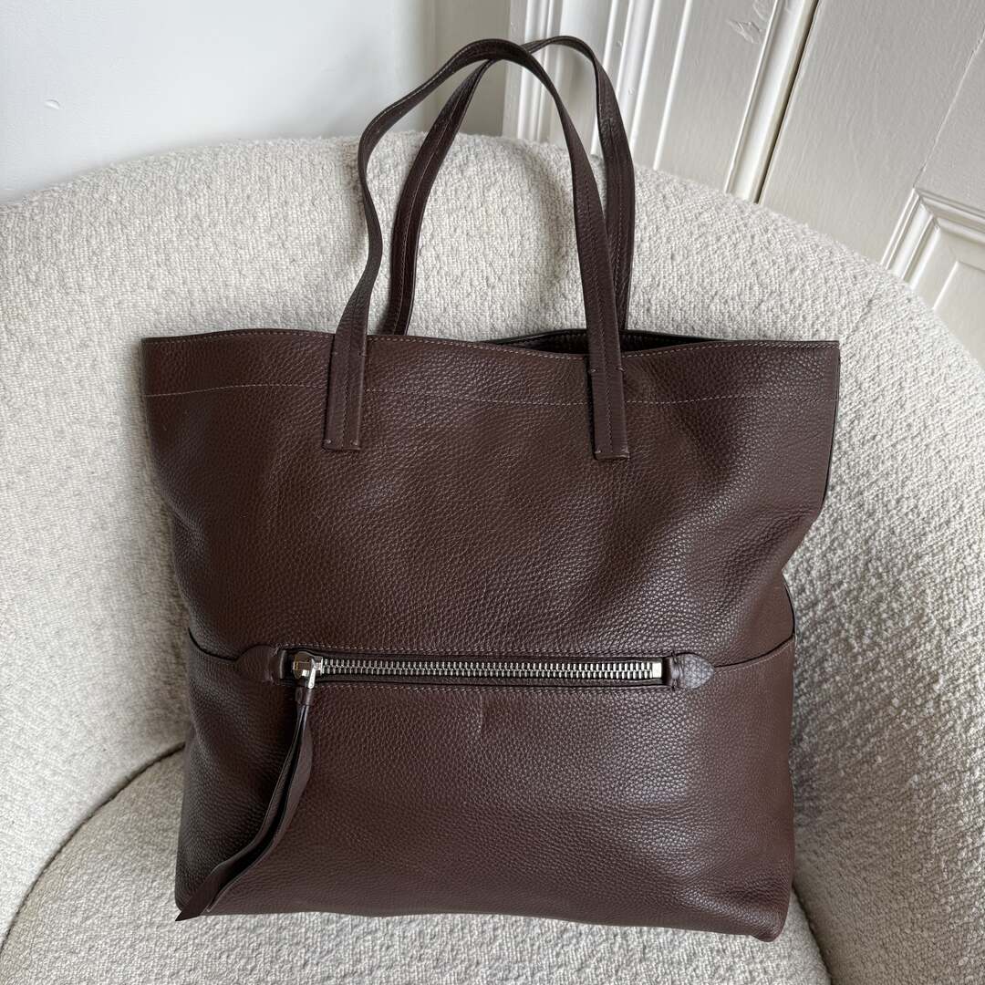 Miu Miu Vitello Brown Leather Tote Bag