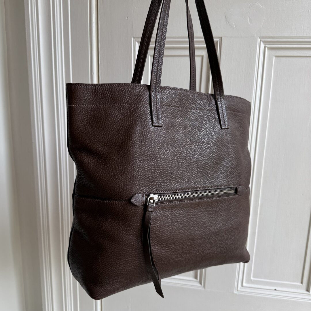 Miu Miu Vitello Brown Leather Tote Bag