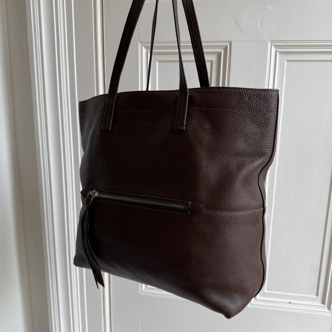 Miu Miu Vitello Brown Leather Tote Bag