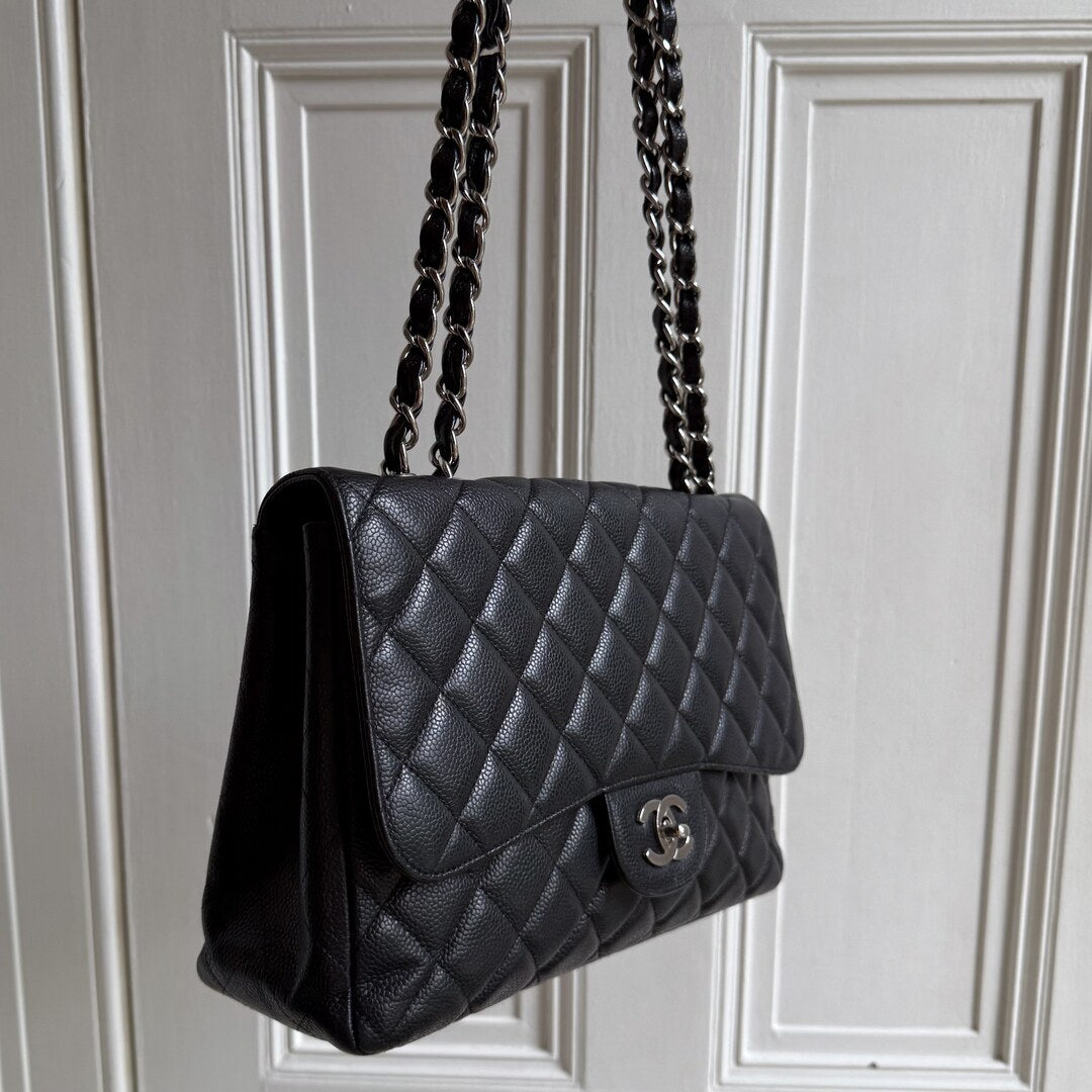 Chanel Classic Jumbo Caviar Flap Black Shoulder Bag