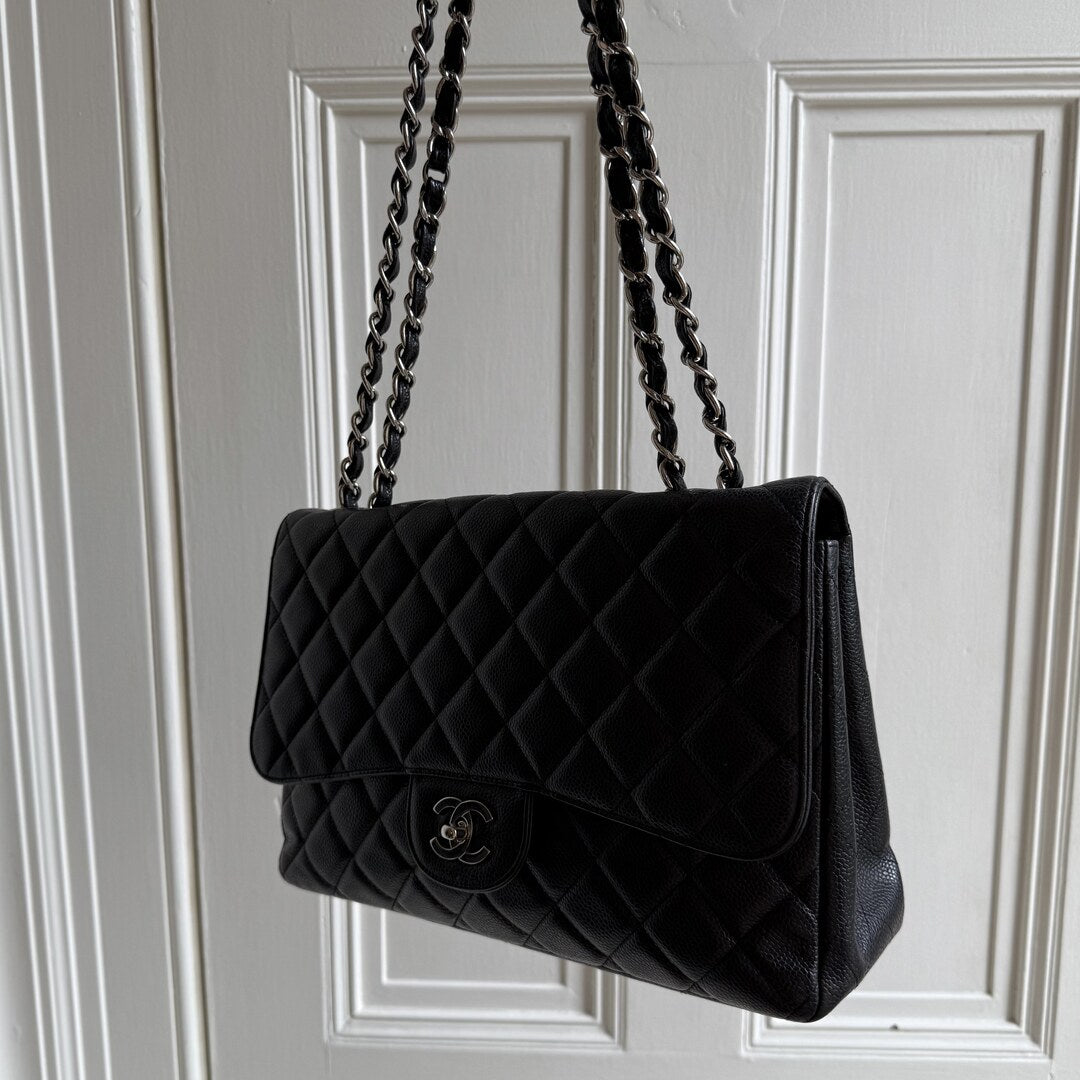 Chanel Classic Jumbo Caviar Flap Black Shoulder Bag