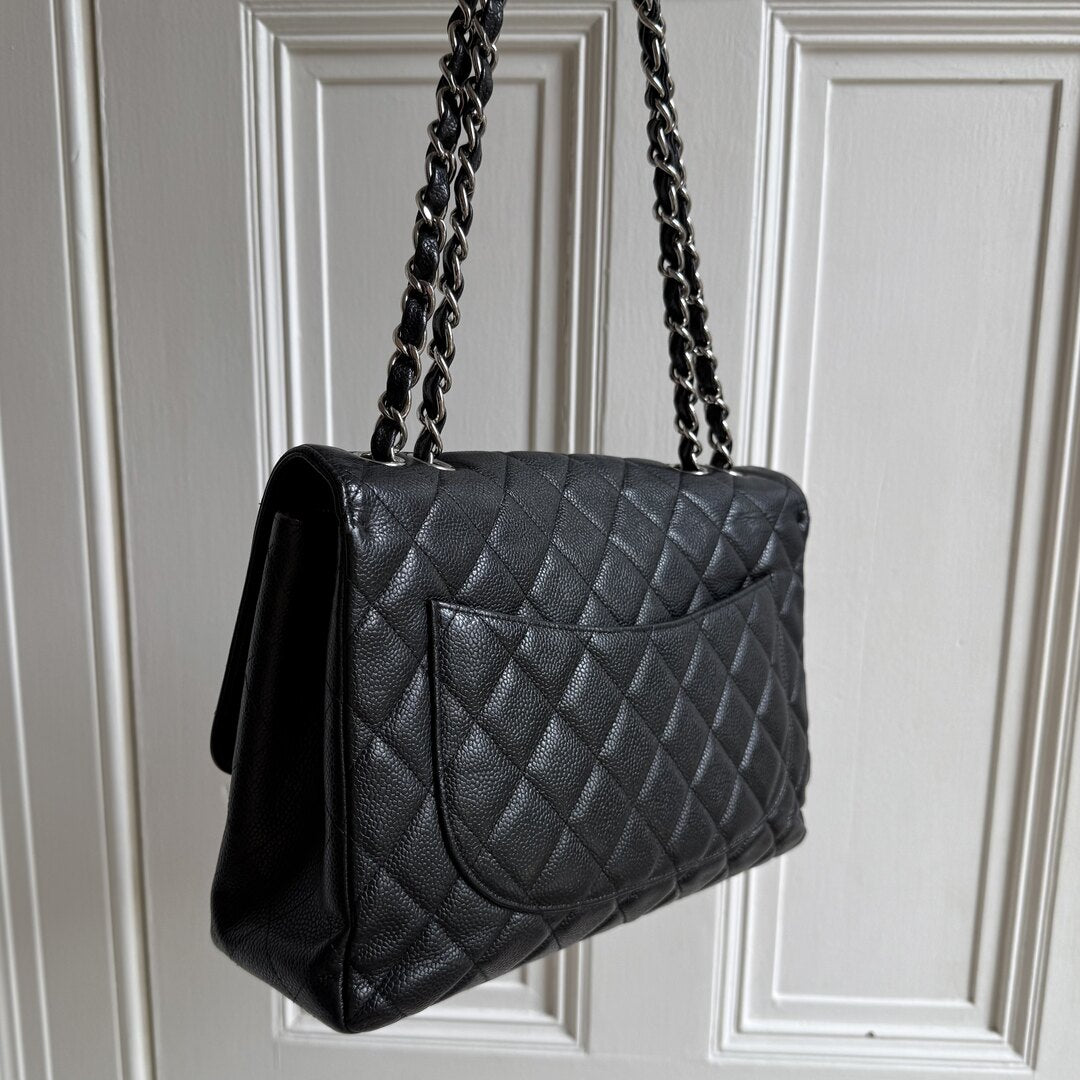 Chanel Classic Jumbo Caviar Flap Black Shoulder Bag