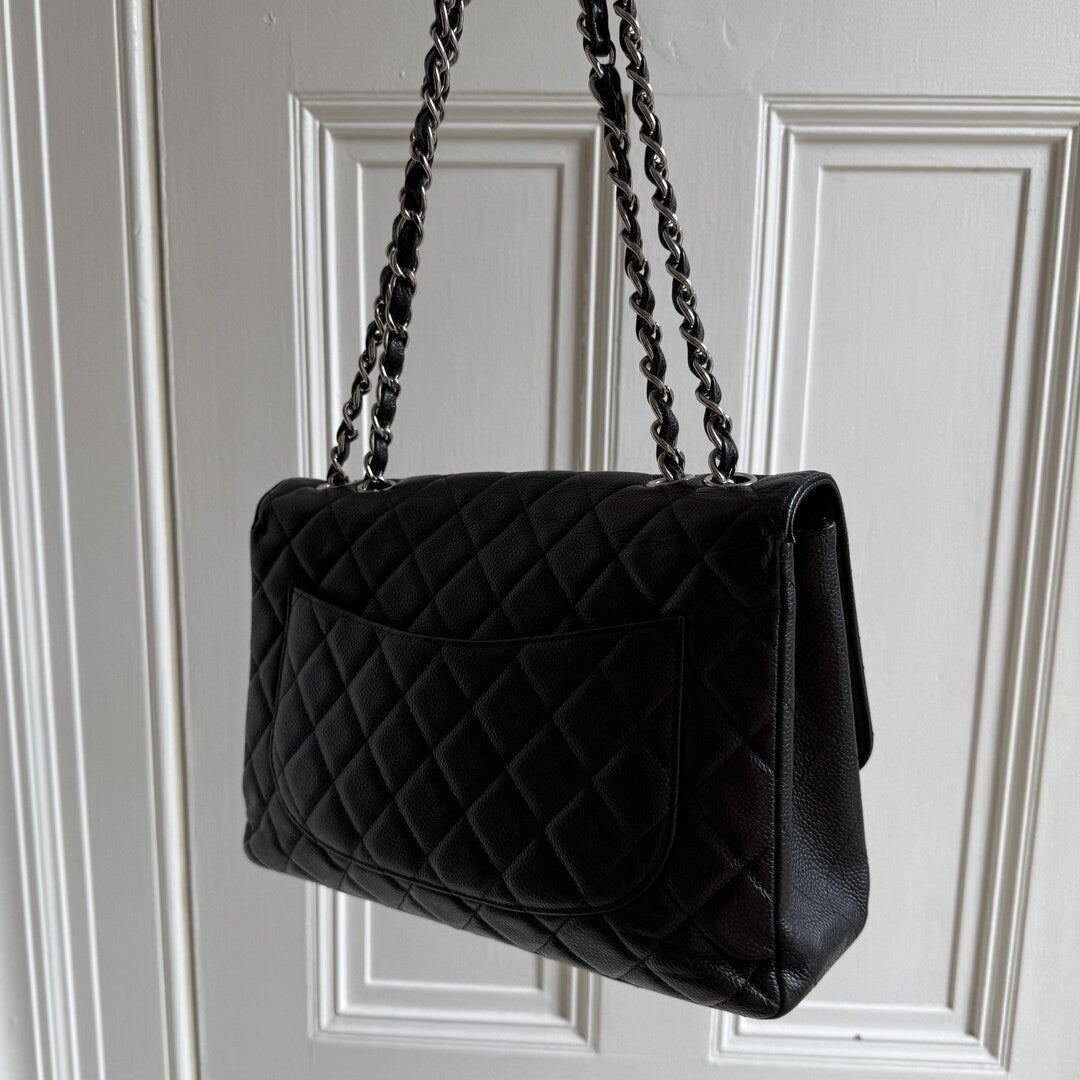 Chanel Classic Jumbo Caviar Flap Black Shoulder Bag