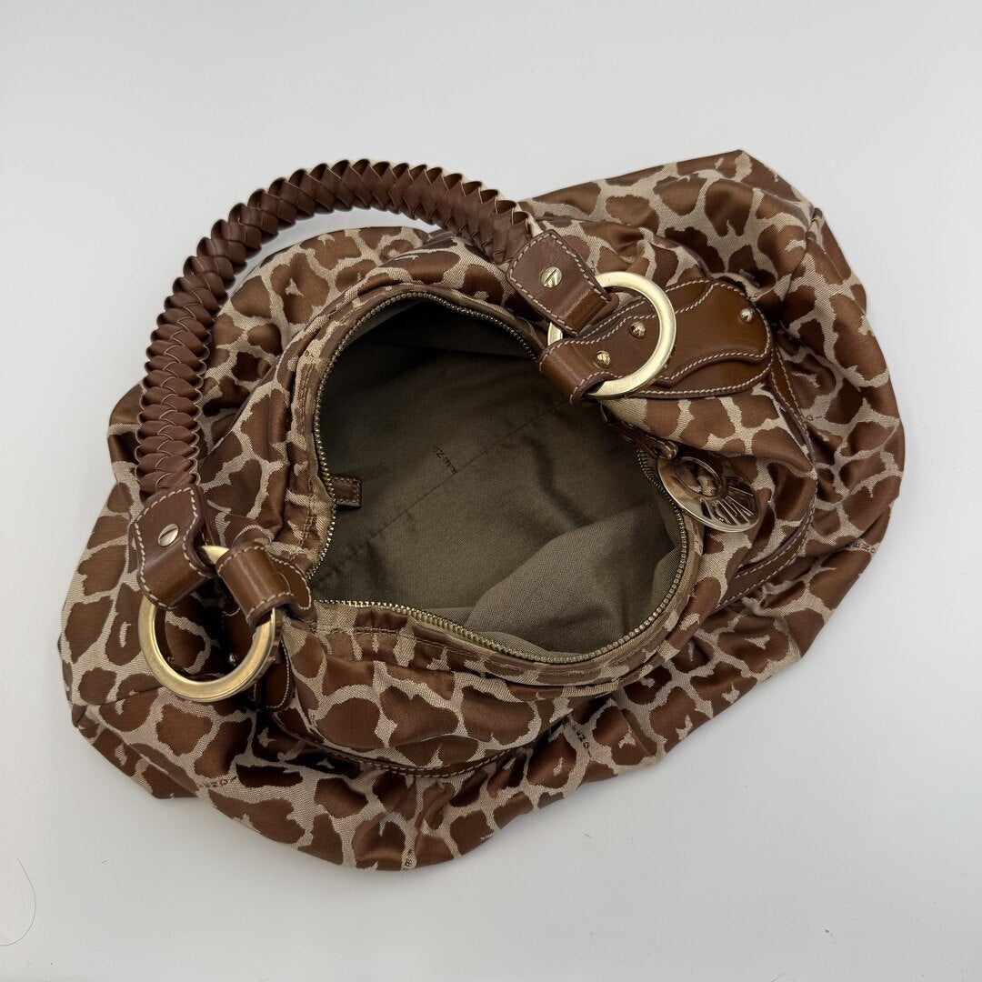 Fendi Chef Leopard Canvas Shoulder Bag