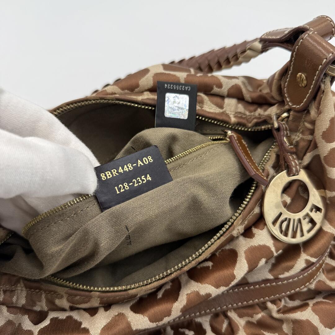 Fendi Chef Leopard Canvas Shoulder Bag