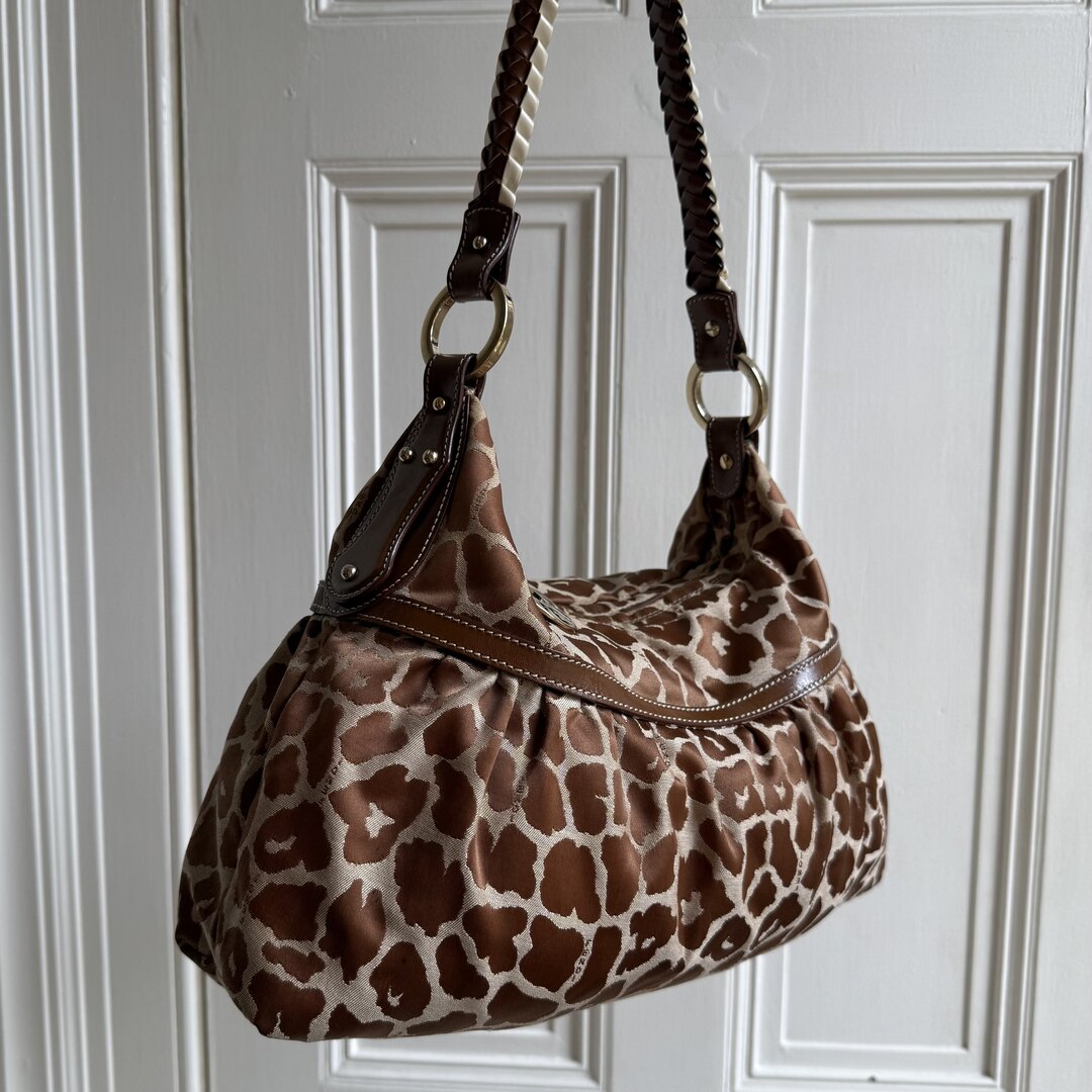 Fendi Chef Leopard Canvas Shoulder Bag