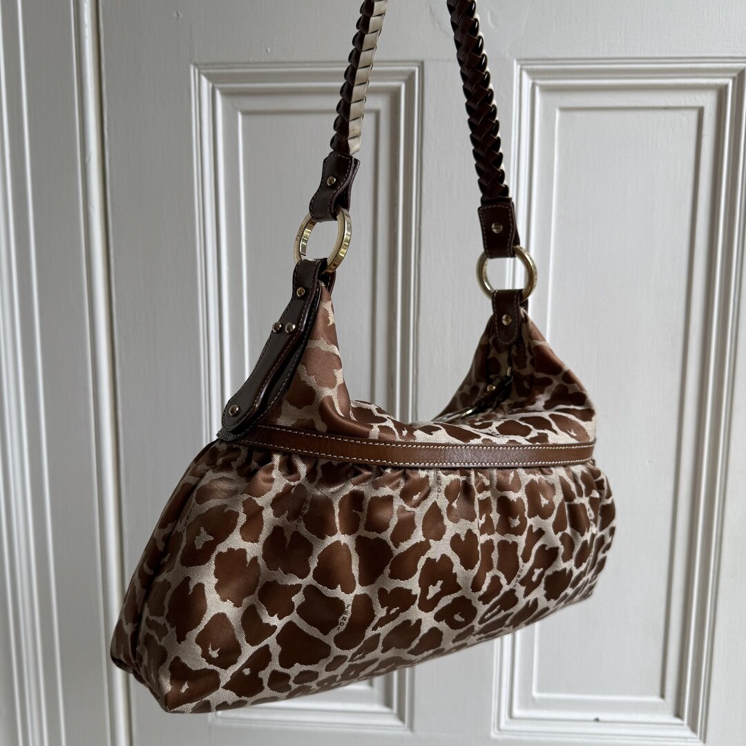 Fendi Chef Leopard Canvas Shoulder Bag