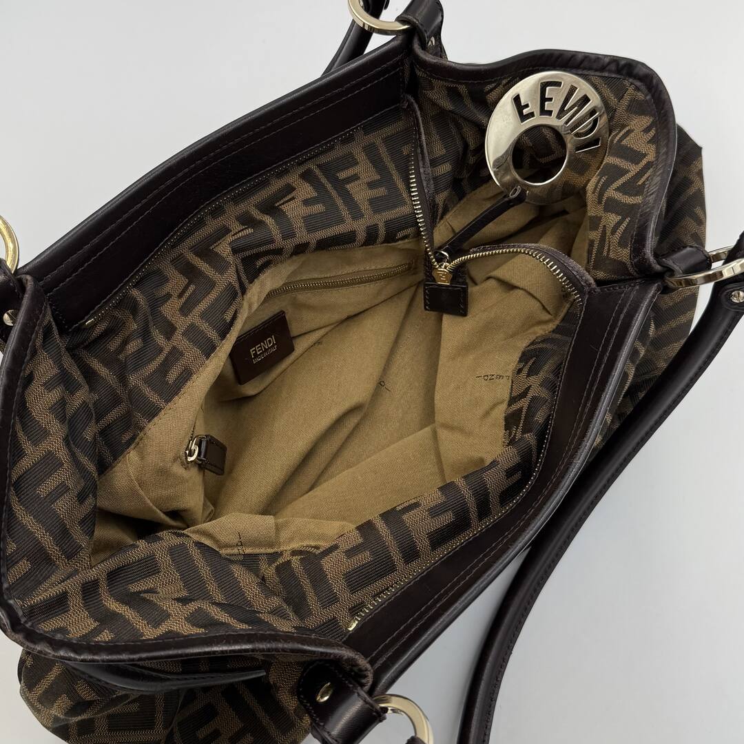 Fendi Zucca Charm Brown Tote Bag