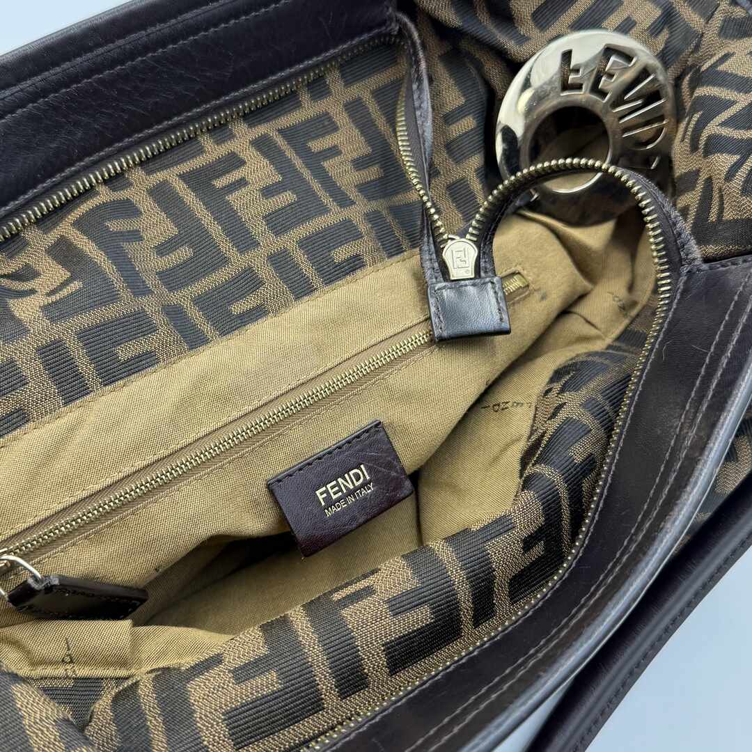 Fendi Zucca Charm Brown Tote Bag