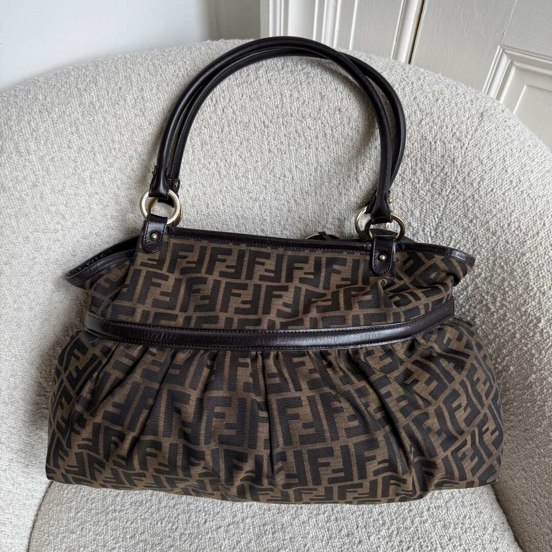 Fendi Zucca Charm Brown Tote Bag