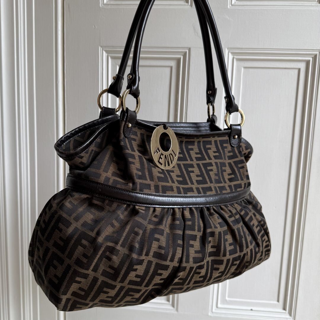 Fendi Zucca Charm Brown Tote Bag