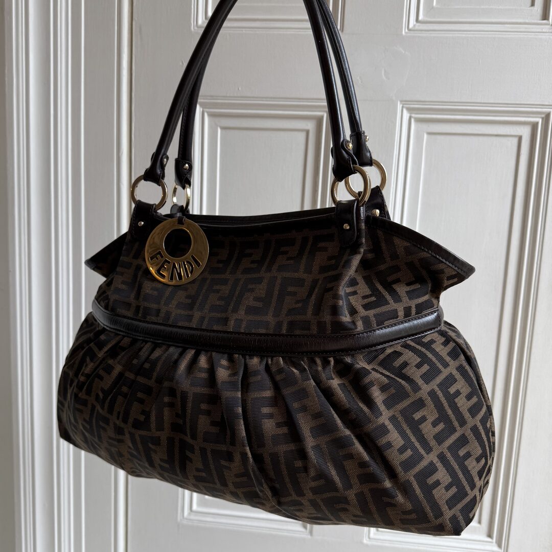 Fendi Zucca Charm Brown Tote Bag