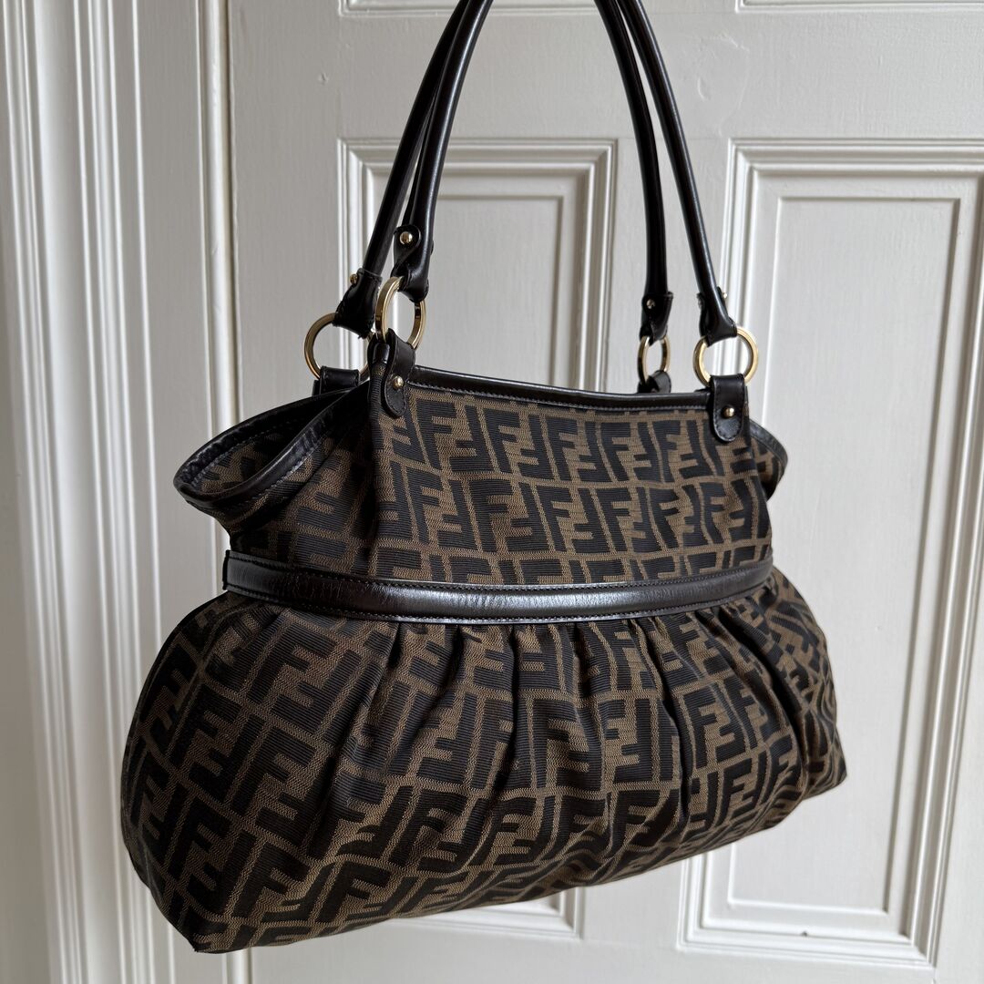 Fendi Zucca Charm Brown Tote Bag