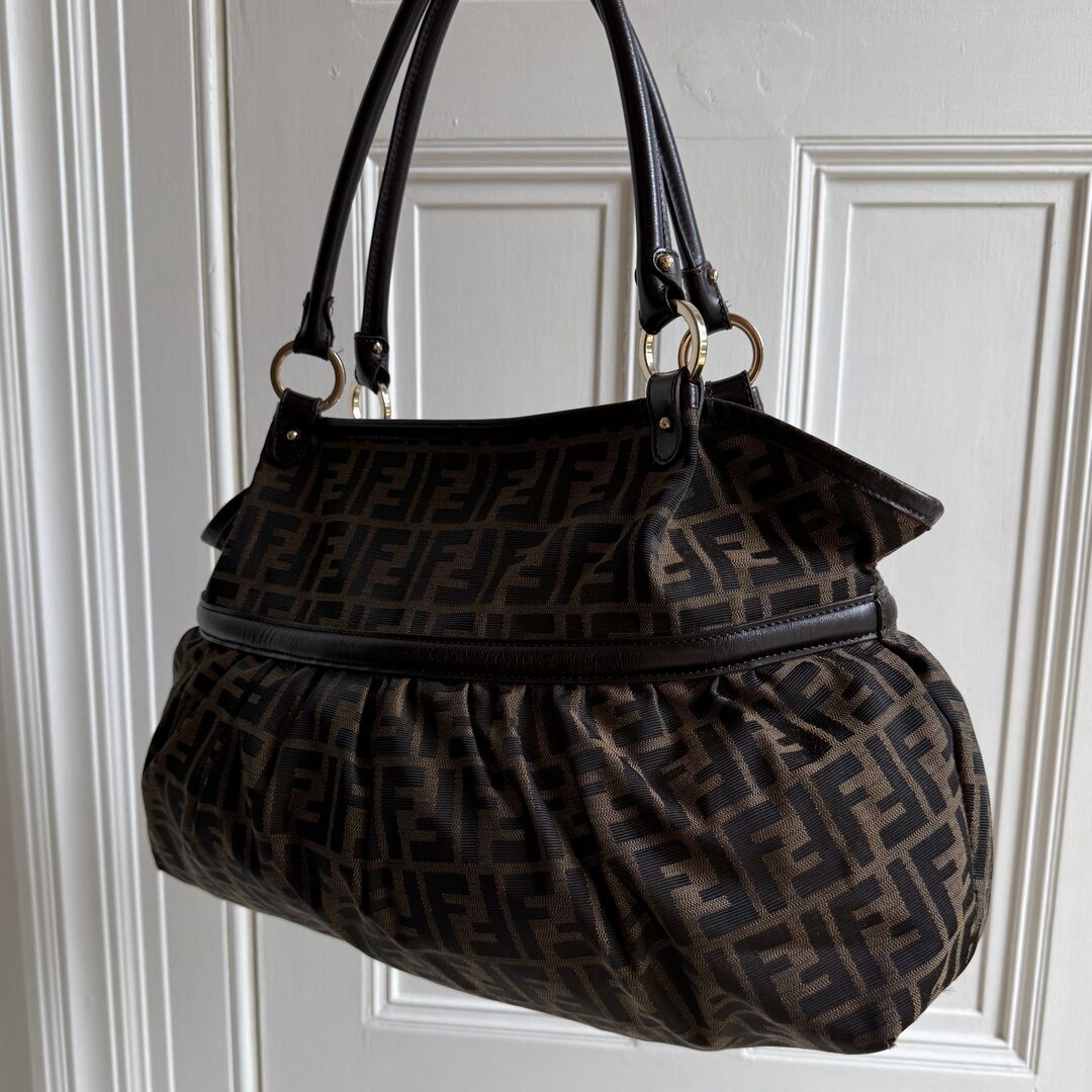 Fendi Zucca Charm Brown Tote Bag