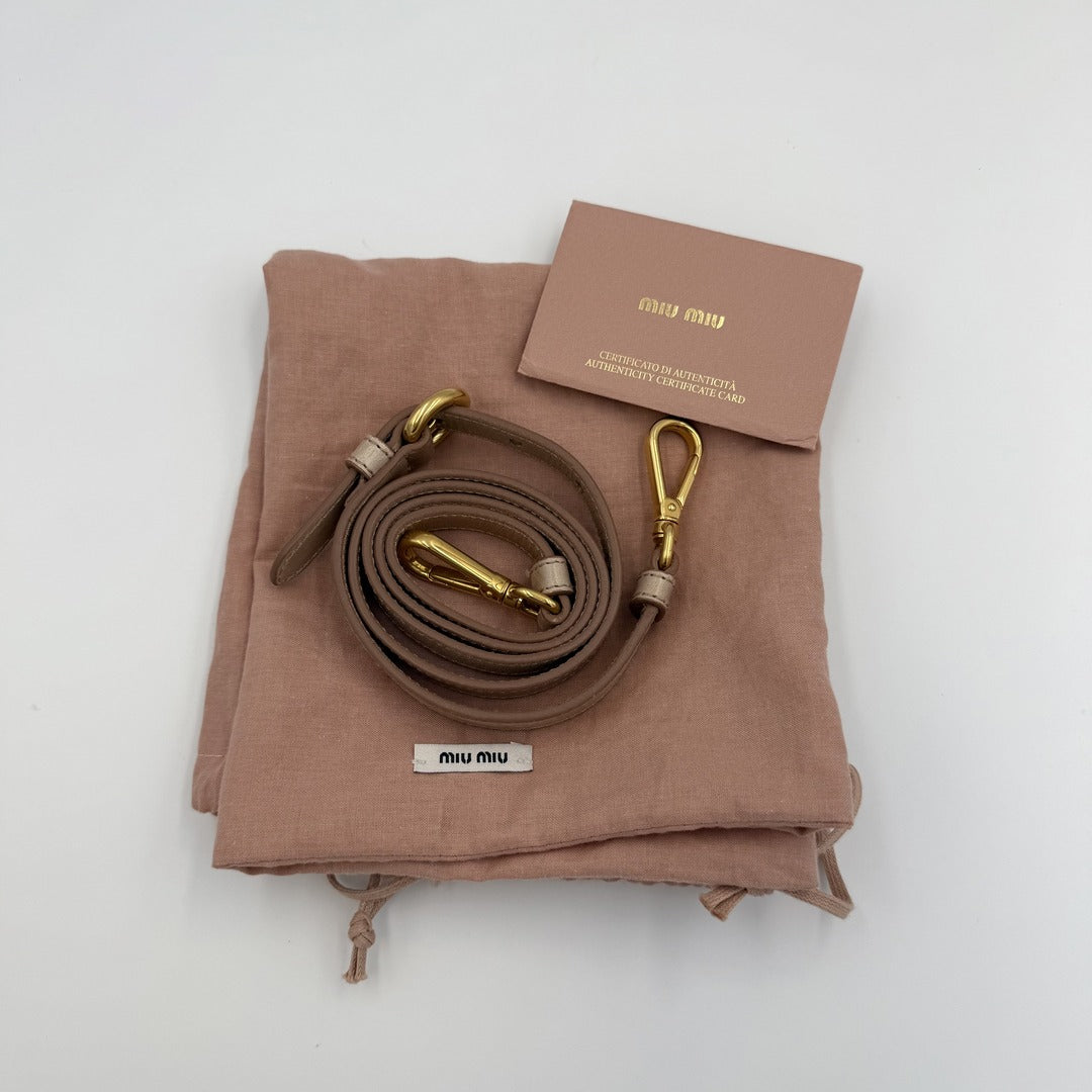 Miu Miu Vitello Bow Beige Leather Handbag