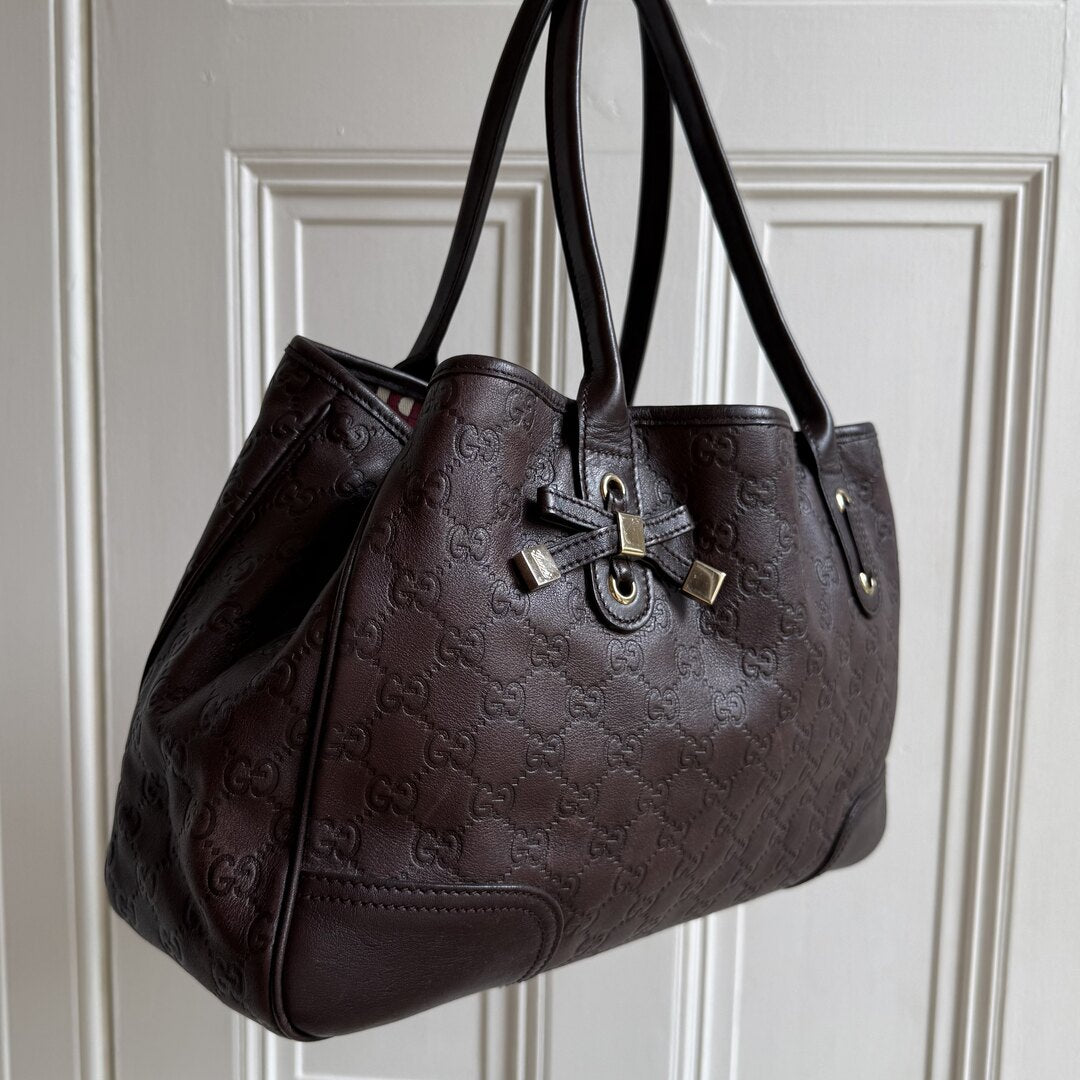 Gucci Guccissima Princy Brown Leather Tote Bag