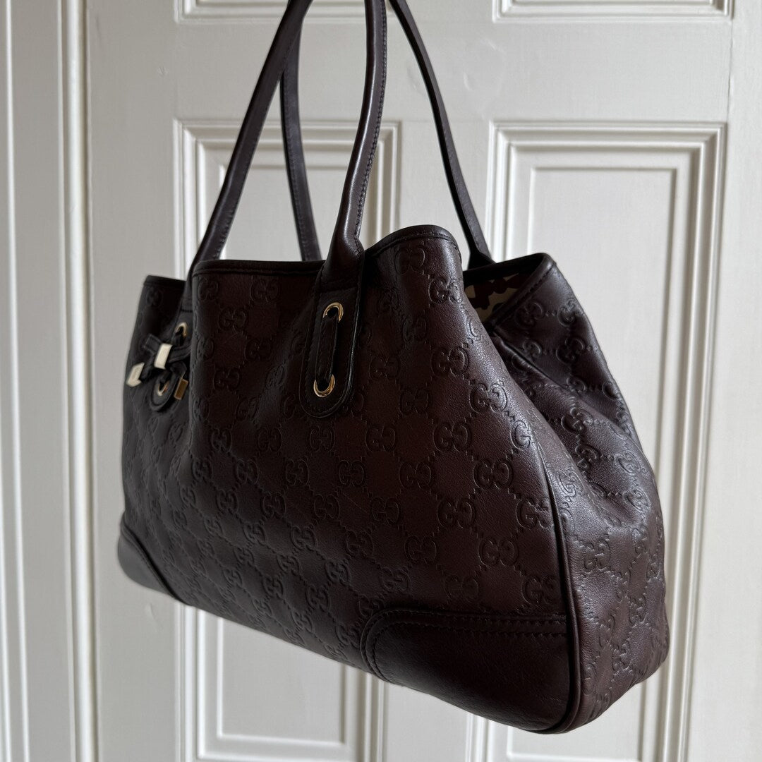 Gucci Guccissima Princy Brown Leather Tote Bag