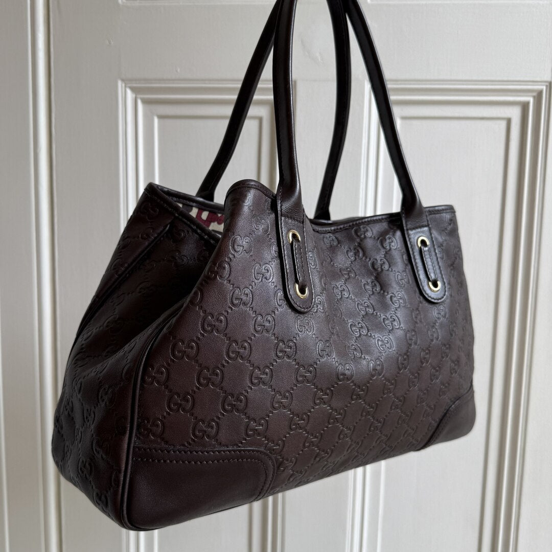 Gucci Guccissima Princy Brown Leather Tote Bag