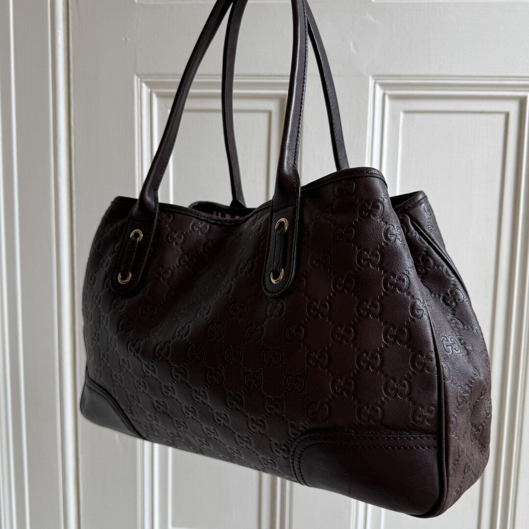 Gucci Guccissima Princy Brown Leather Tote Bag