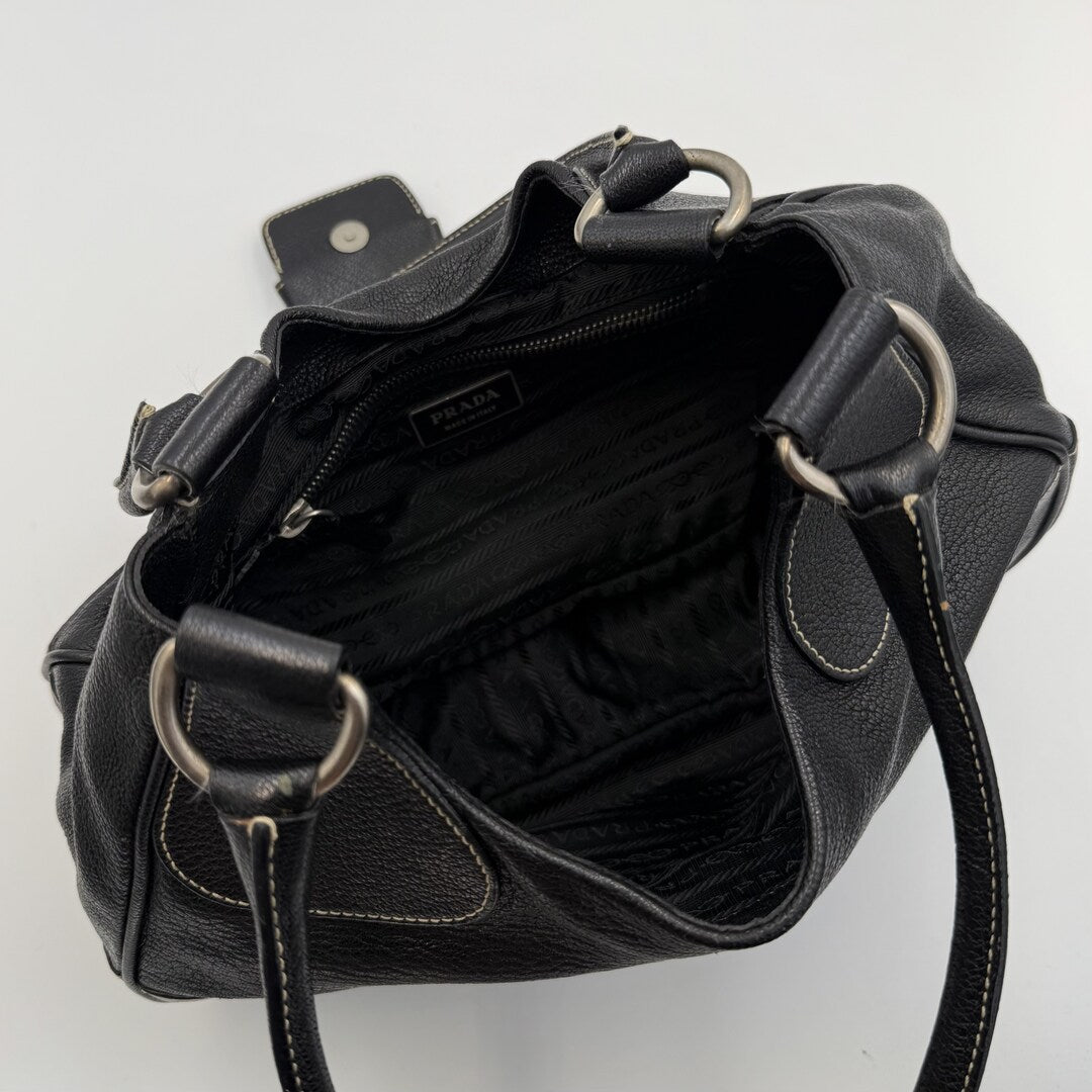 Prada Moon Leather Black Mini Shoulder Bag