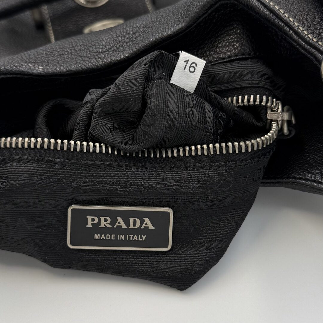 Prada Moon Leather Black Mini Shoulder Bag