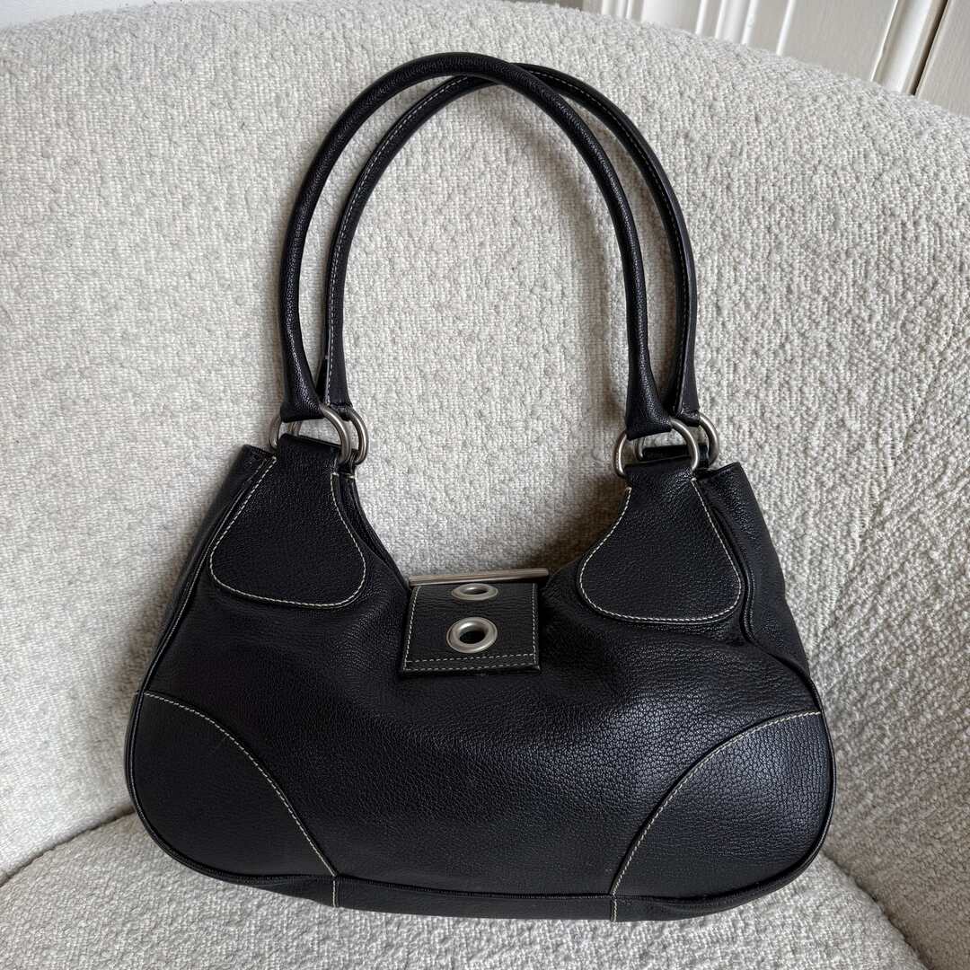 Prada Moon Leather Black Mini Shoulder Bag
