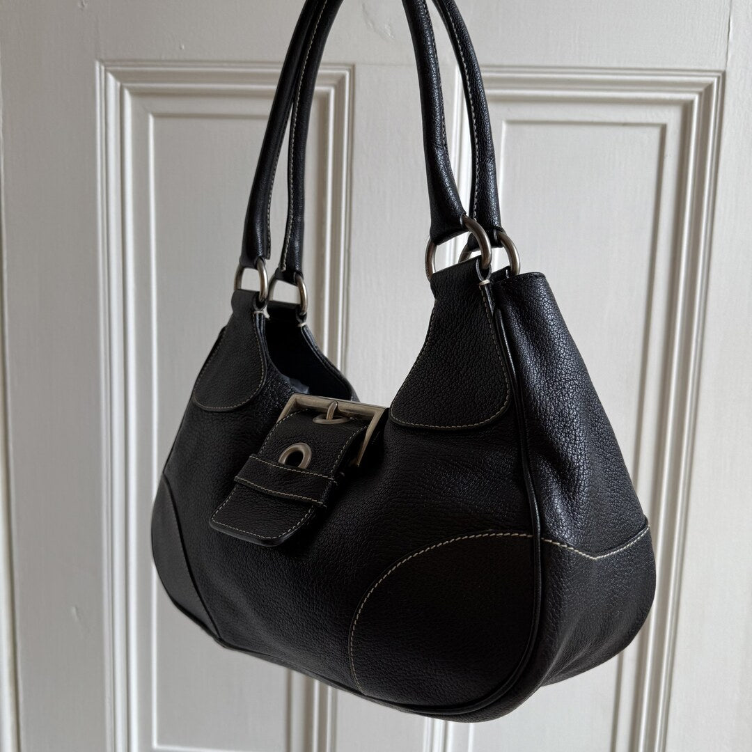 Prada Moon Leather Black Mini Shoulder Bag