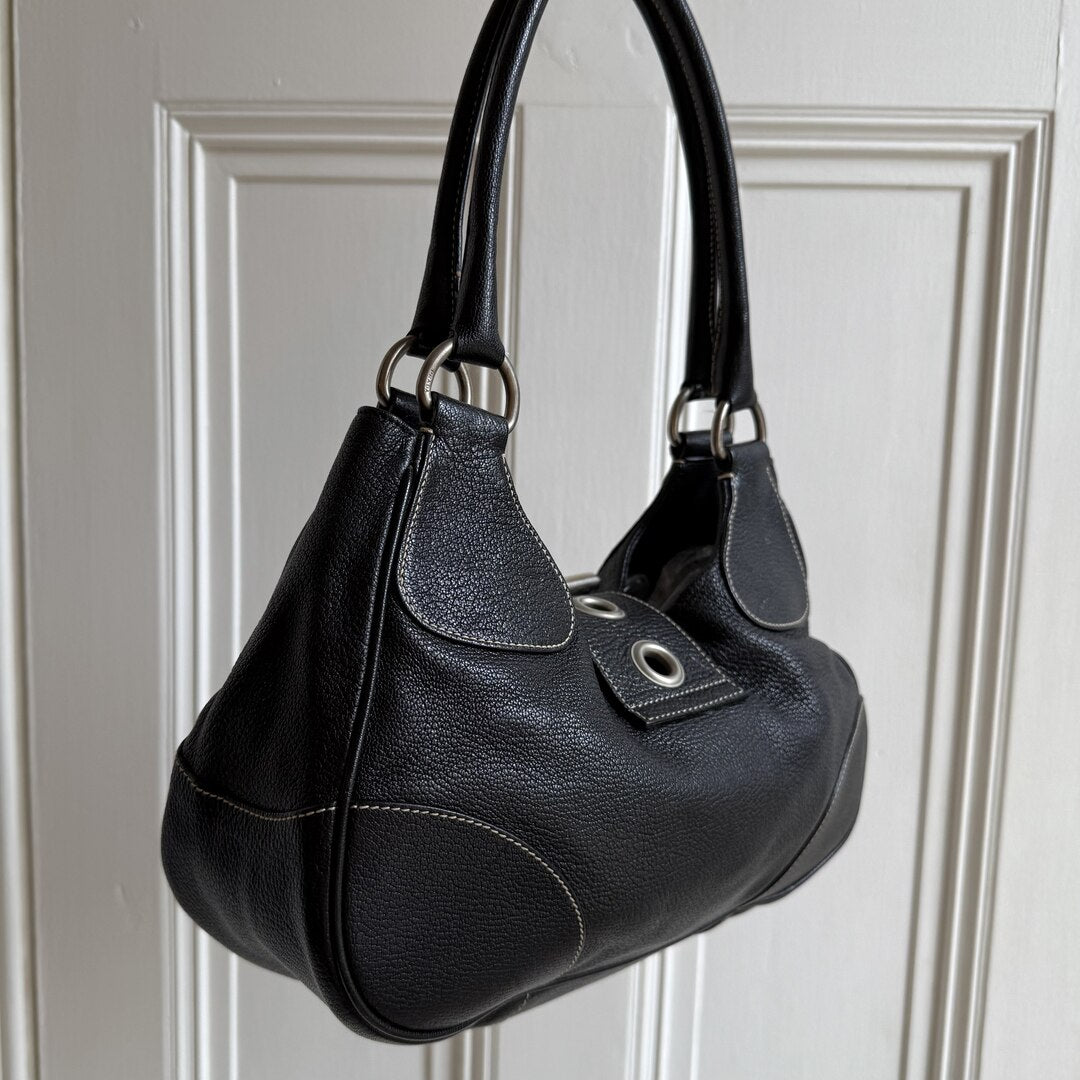 Prada Moon Leather Black Mini Shoulder Bag